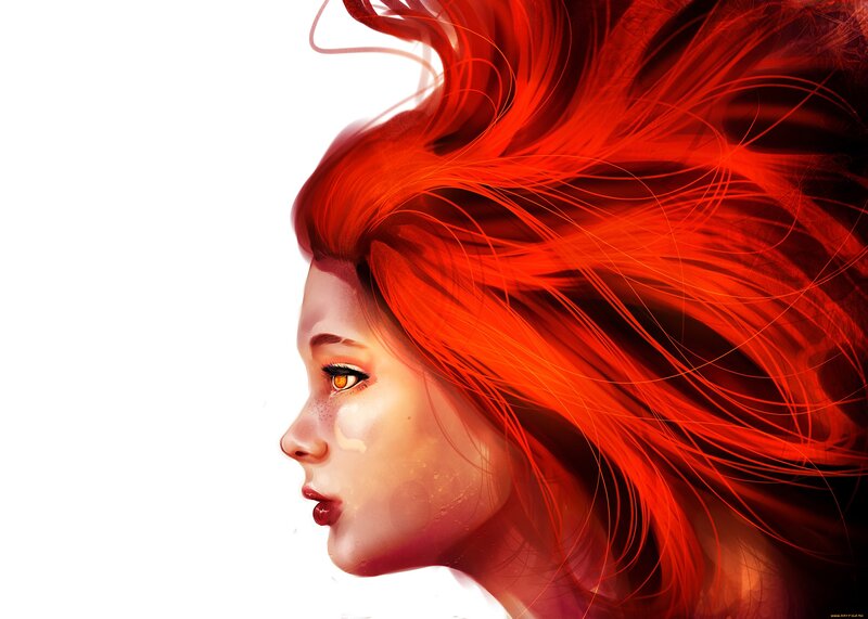 Woman with Red Hair — Dramatic, Digital Art, Profile, Eye