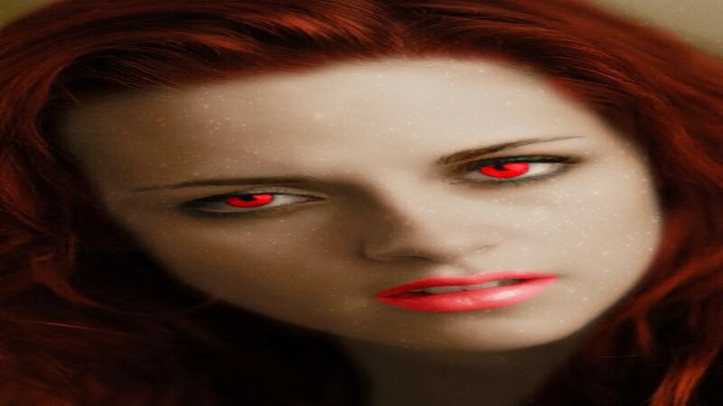 Woman with Red Hair — Dramatic, Digital Art, Red Eyes, Red Lipstick