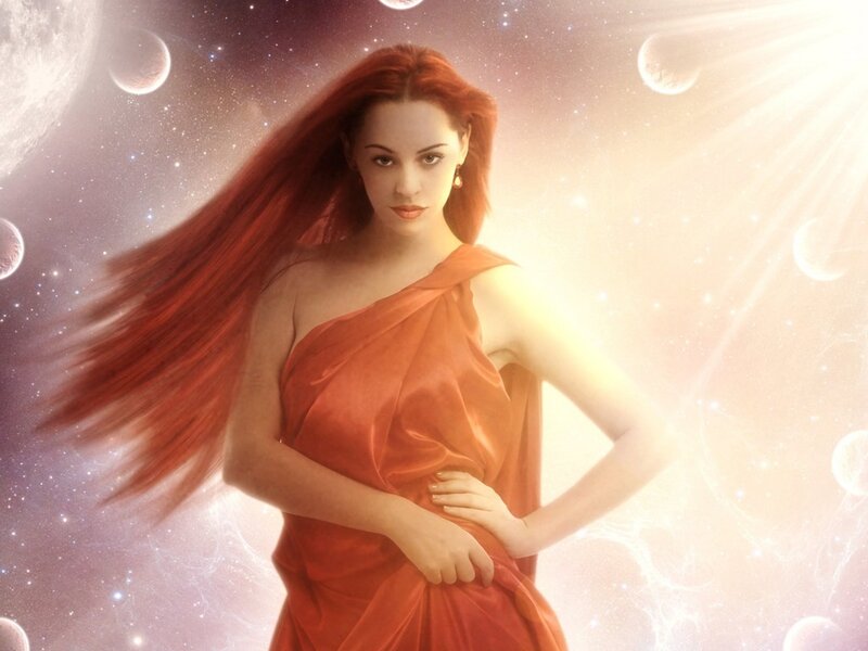 Woman with Red Hair — Dramatic, Digital Art, Space