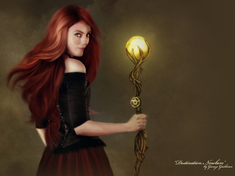 Woman with Red Hair — Dramatic, Digital Art, Staff