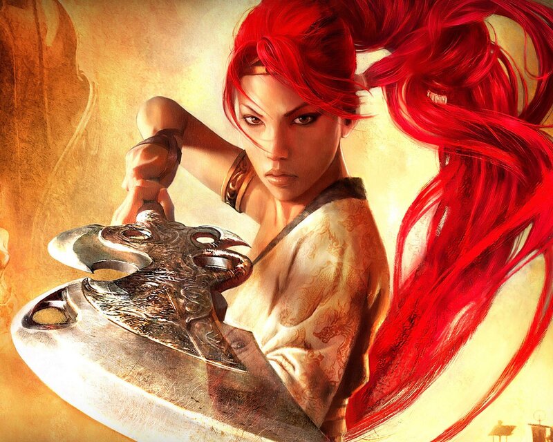 Woman with Red Hair — Dramatic, Digital Art, Sword, Red Hair