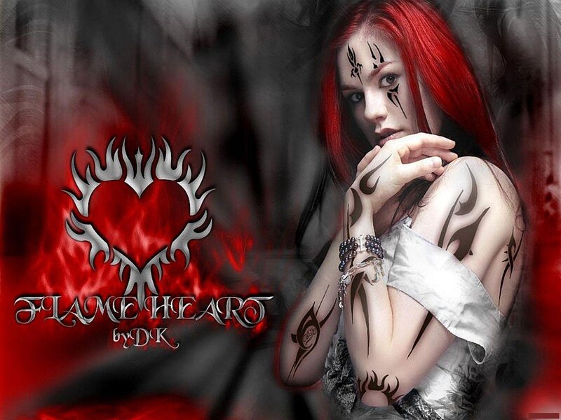 Woman with Red Hair — Dramatic, Digital Art, Tattoos, Red Hair