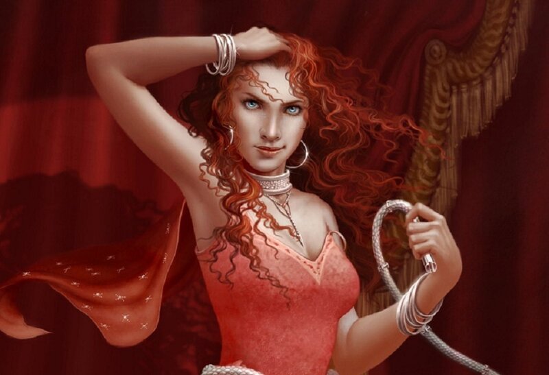 Woman with Red Hair — Dramatic, Digital Art