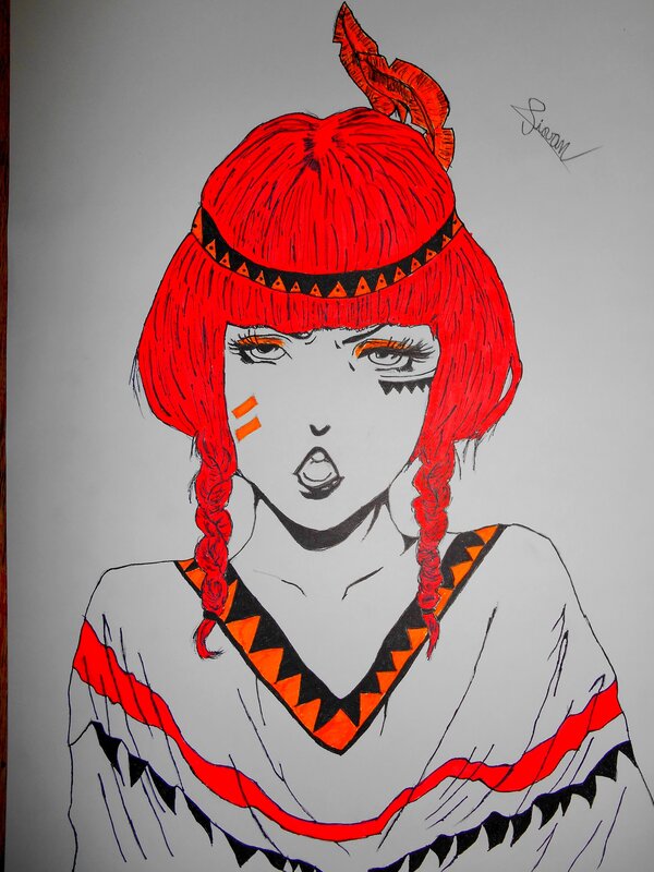 Woman with Red Hair — Dramatic, Illustration, Braids