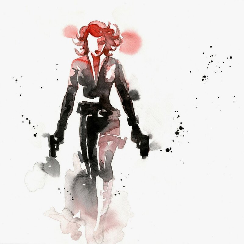 Woman with Red Hair — Dramatic, Illustration, Gun