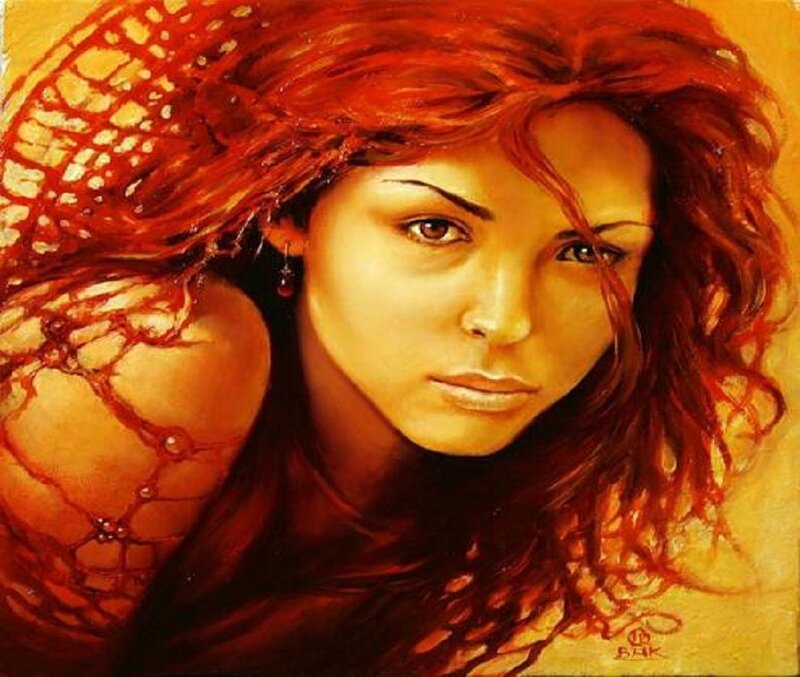 Woman with Red Hair — Dramatic, Illustration