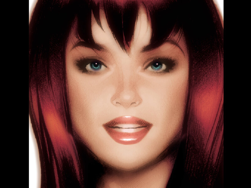 Woman with Red Hair — Dramatic, Manga, Blue Eyes