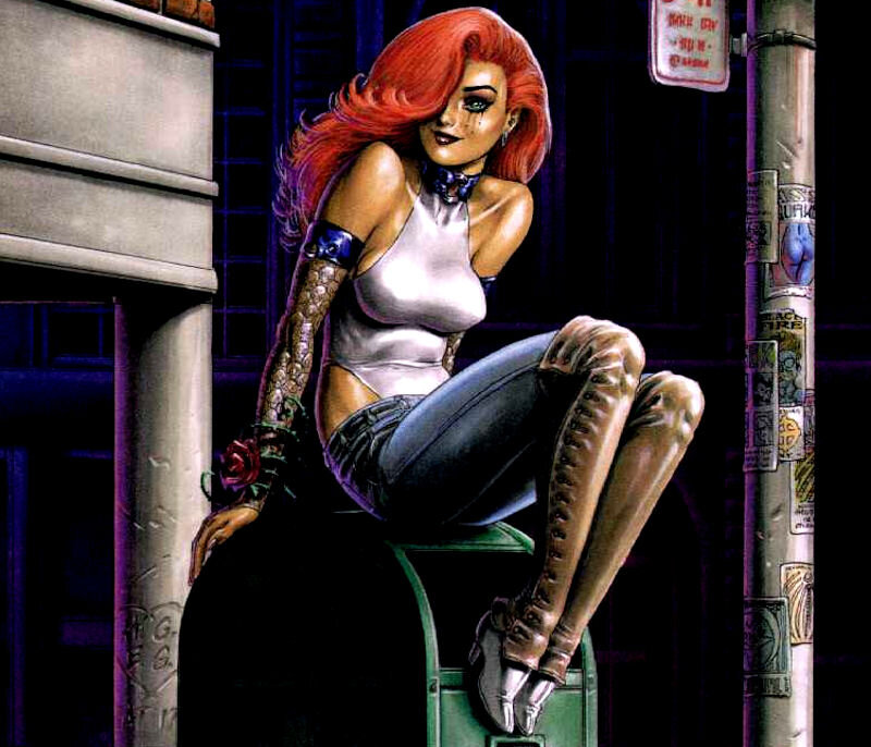 Woman with Red Hair — Dramatic, Night, Comic