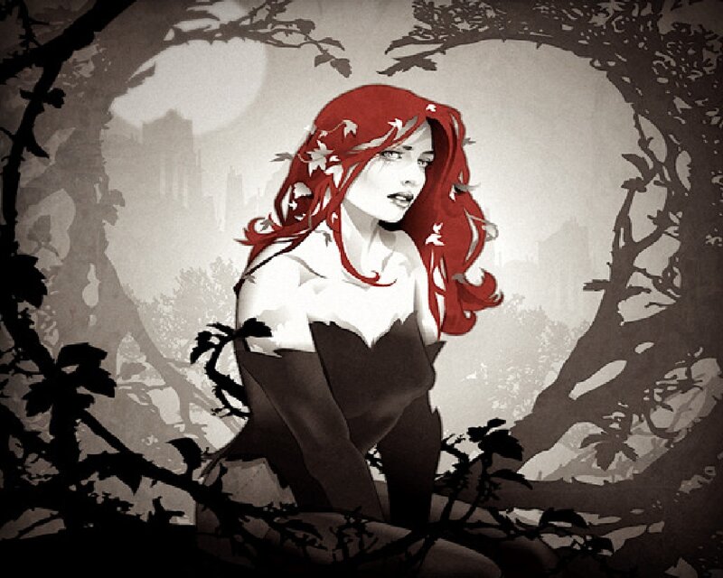 Woman with Red Hair — Dramatic, Night, Digital Art, Branches