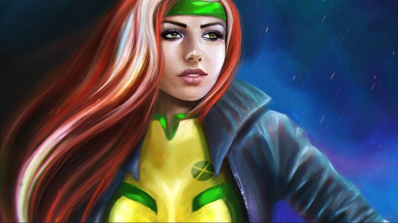 Woman with Red Hair — Dramatic, Night, Digital Art, Green Headband