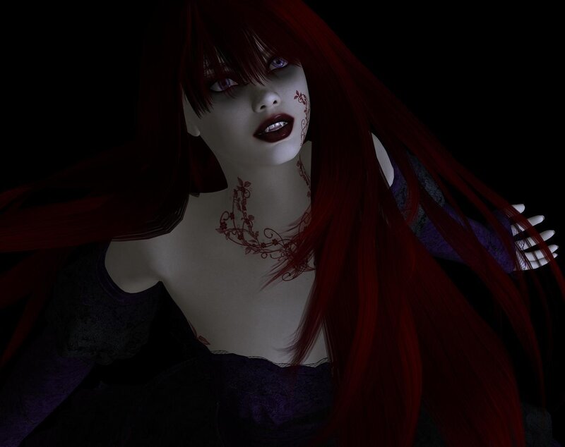 Woman with Red Hair — Dramatic, Night, Digital Art