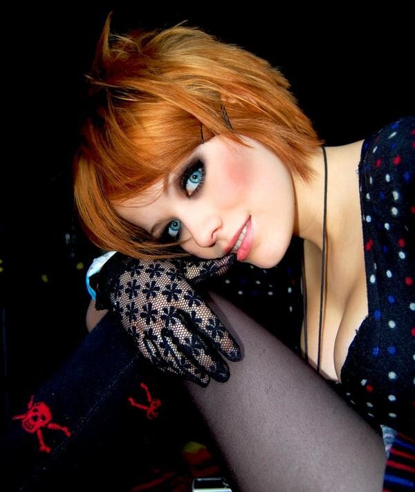 Woman with Red Hair — Dramatic, Night, Photograph, Gloves