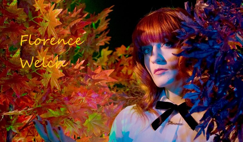Woman with Red Hair — Dramatic, Night, Photograph, Leaves