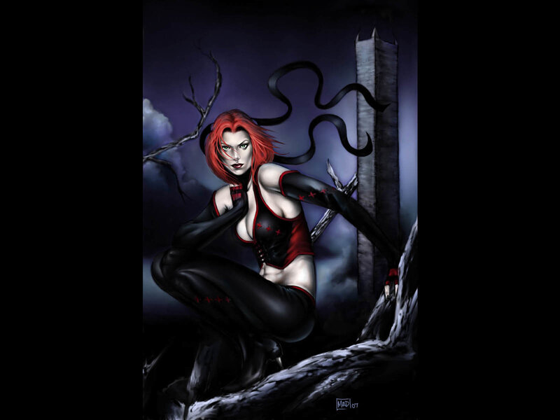 Woman with Red Hair — Dramatic, Night