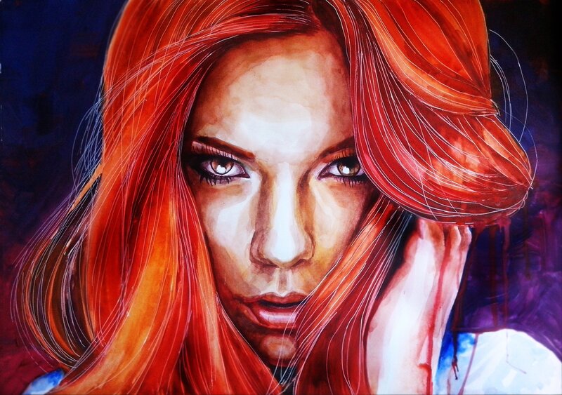 Woman with Red Hair — Dramatic, Painting, Face