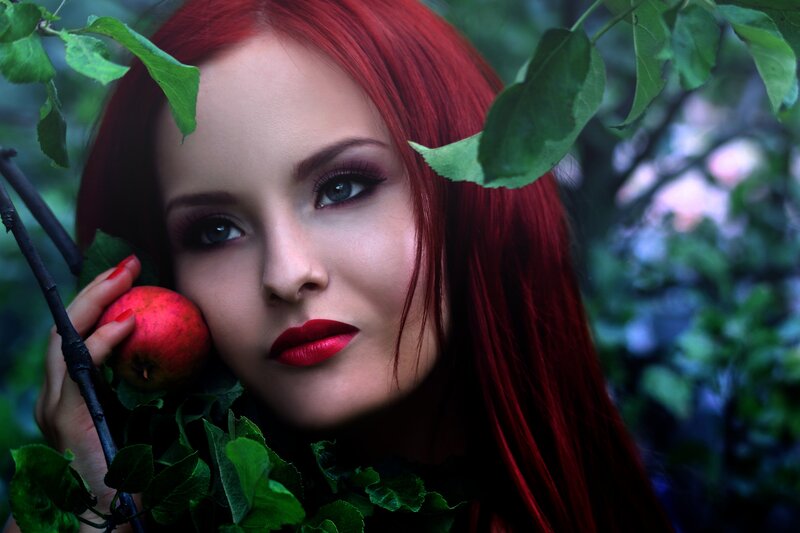 Woman with Red Hair — Dramatic, Photograph, Apple