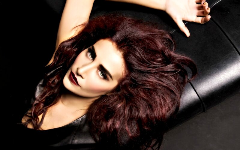 Woman with Red Hair — Dramatic, Photograph, Black Leather