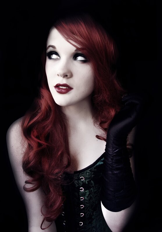 Woman with Red Hair — Dramatic, Photograph, Corset, Gloves