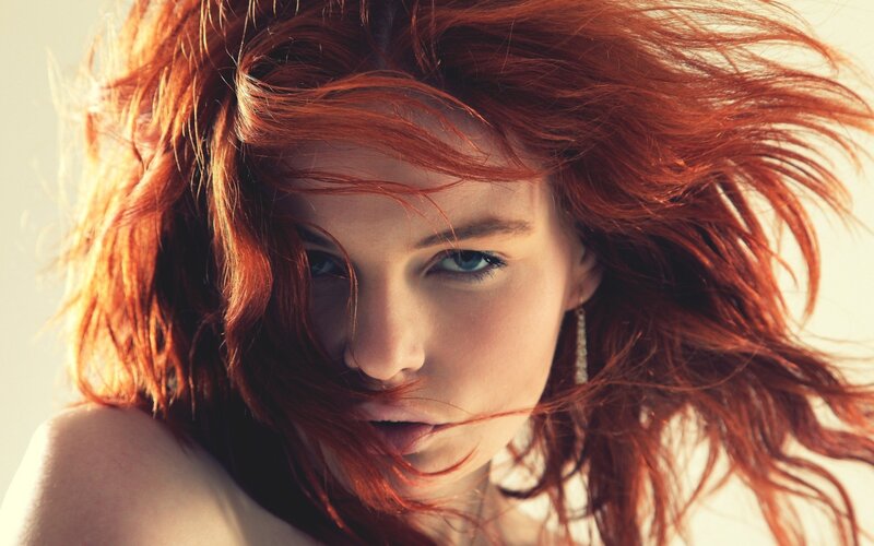 Woman with Red Hair — Dramatic, Photograph, Earring, Eyes