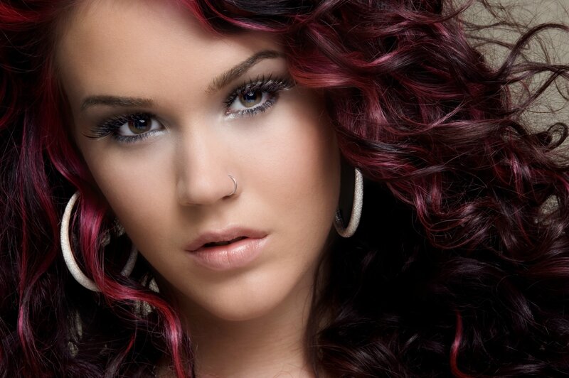 Woman with Red Hair — Dramatic, Photograph, Earring, Nose Ring, Makeup