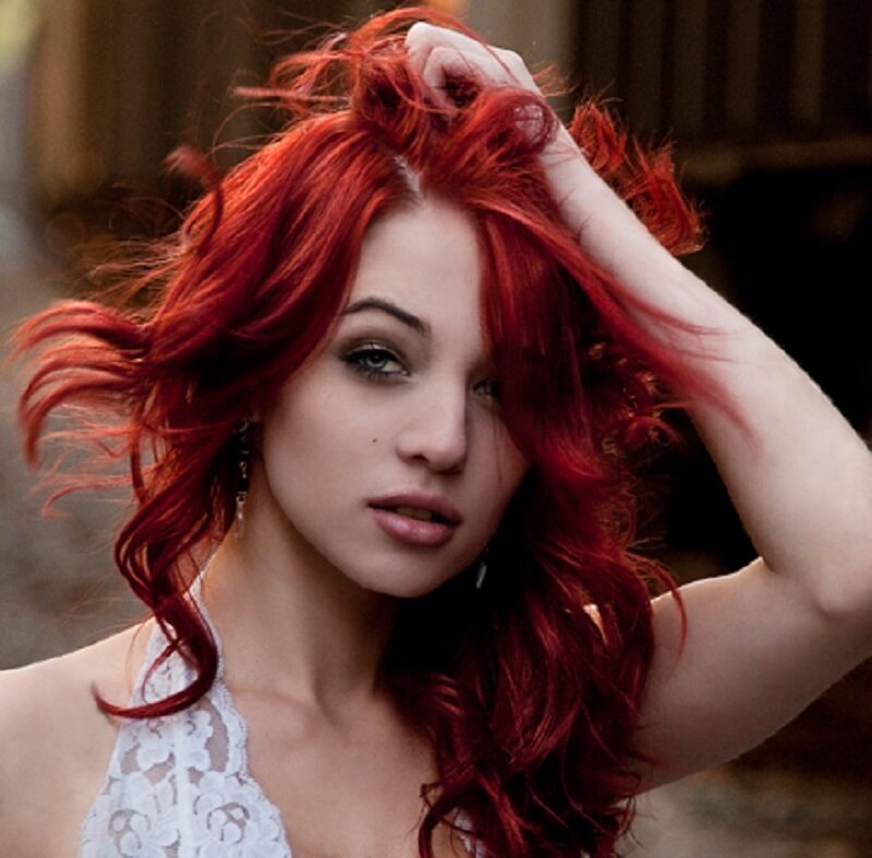 Woman with Red Hair — Dramatic, Photograph, Earring