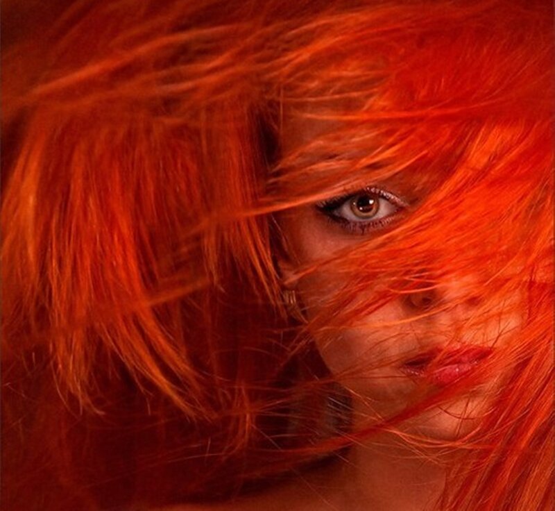 Woman with Red Hair — Dramatic, Photograph, Eye, Lip