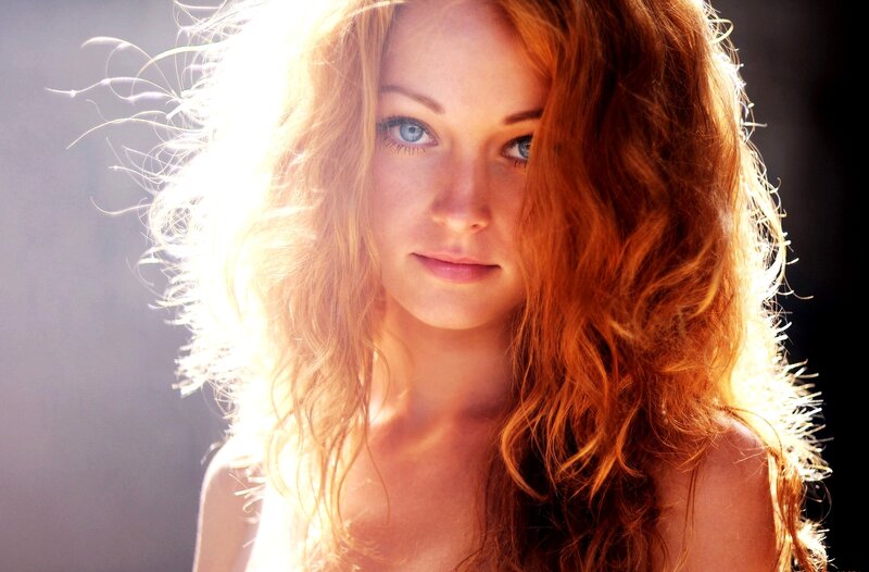 Woman with Red Hair — Dramatic, Photograph, Eyes, Light