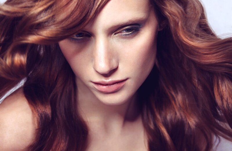 Woman with Red Hair — Dramatic, Photograph, Eyes, Shoulder