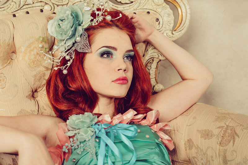 Woman with Red Hair — Dramatic, Photograph, Flower Crown