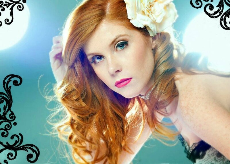 Woman with Red Hair — Dramatic, Photograph, Flower, Makeup