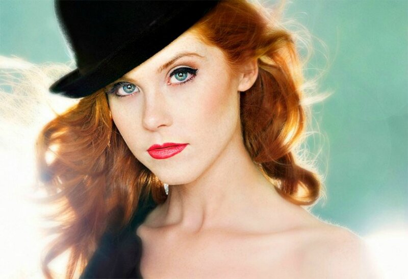 Woman with Red Hair — Dramatic, Photograph, Hat, Makeup