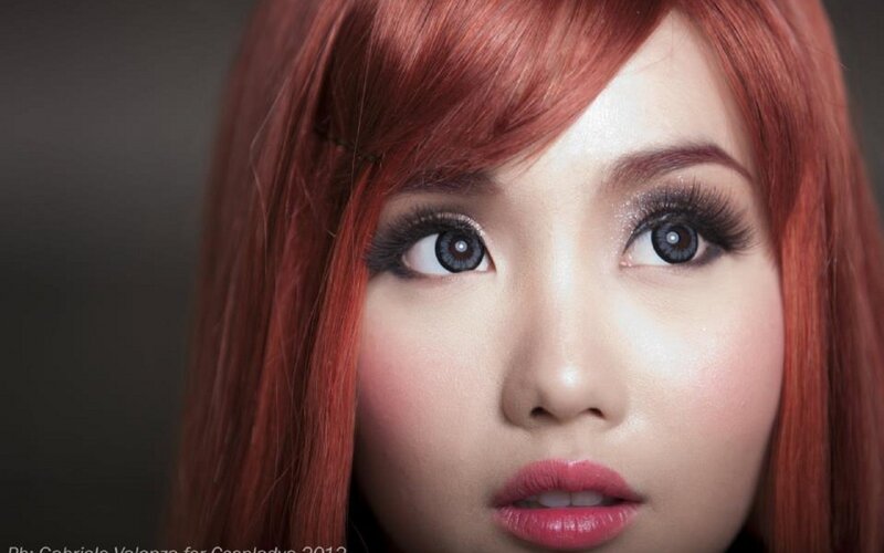 Woman with Red Hair — Dramatic, Photograph, Makeup, Contact Lenses