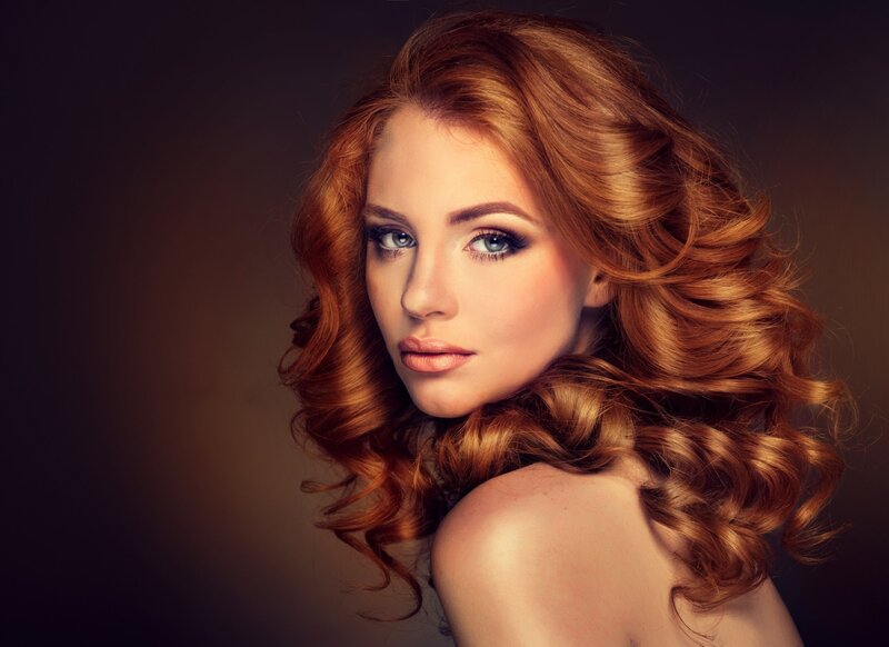 Woman with Red Hair — Dramatic, Photograph, Makeup, Curly Hair