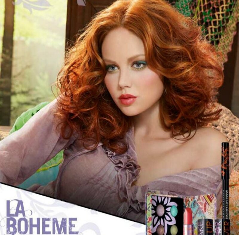 Woman with Red Hair — Dramatic, Photograph, Makeup Products