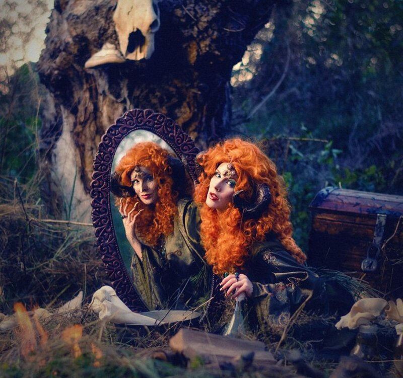 Woman with Red Hair — Dramatic, Photograph, Mirror