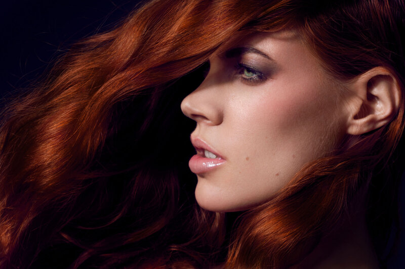 Woman with Red Hair — Dramatic, Photograph, Profile