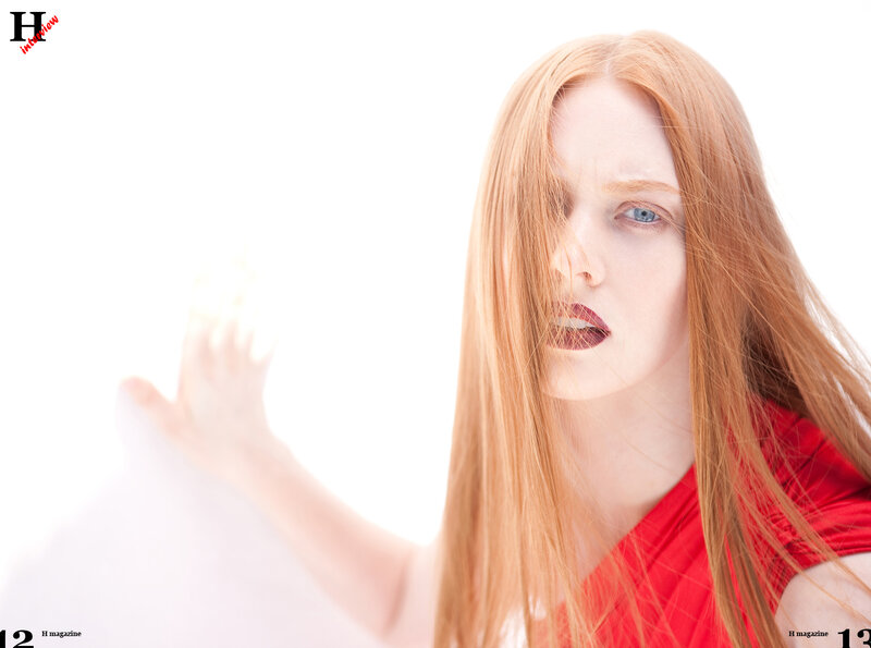 Woman with Red Hair — Dramatic, Photograph, Red Shirt