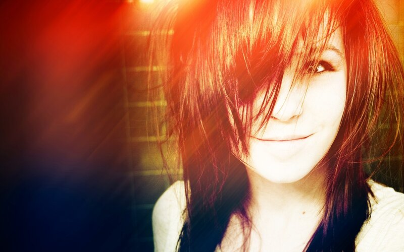 Woman with Red Hair — Dramatic, Photograph, Smile