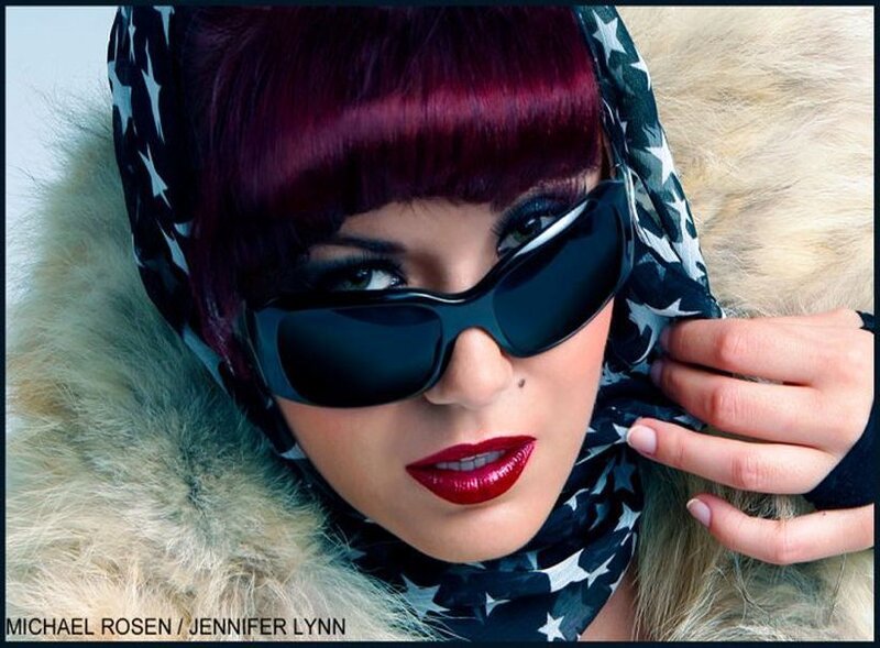 Woman with Red Hair — Dramatic, Photograph, Sunglasses