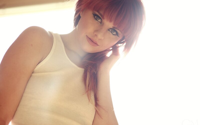 Woman with Red Hair — Dramatic, Photograph, Tank Top
