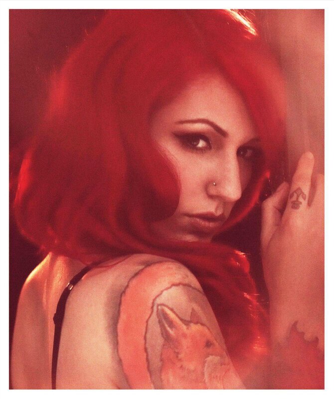 Woman with Red Hair — Dramatic, Photograph, Tattoo, Nose Ring