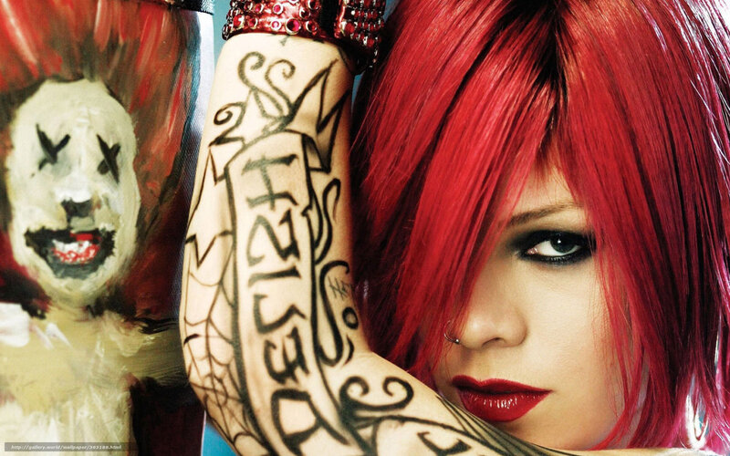 Woman with Red Hair — Dramatic, Photograph, Tattooed Arm