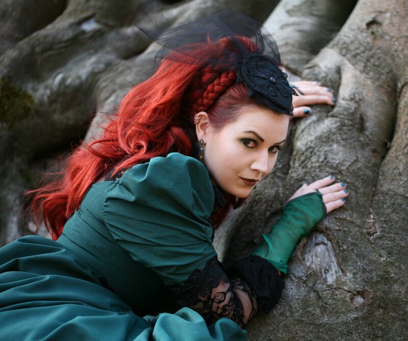 Woman with Red Hair — Dramatic, Photograph, Tree