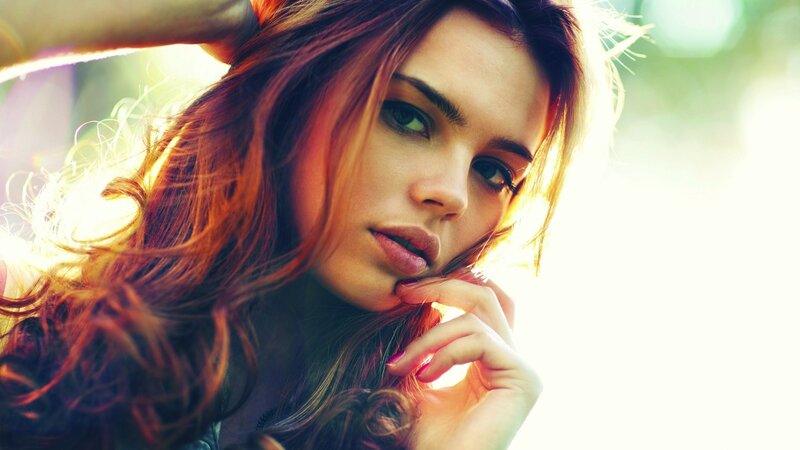 Woman with Red Hair — Dramatic, Sunlight