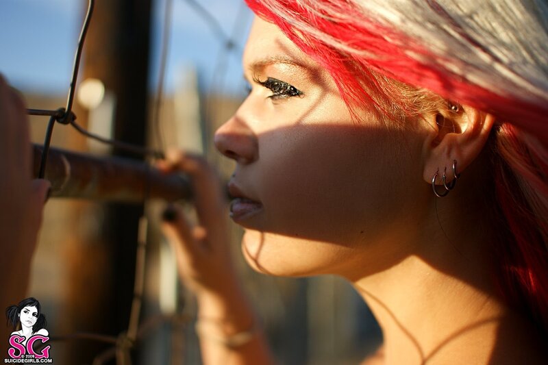 Woman with Red Hair — Dramatic, Sunset, Photograph, Earrings