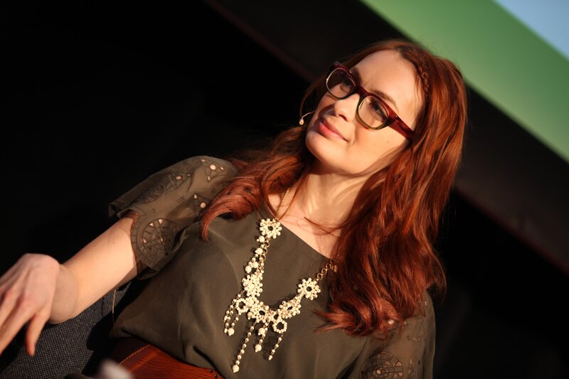 Woman with Red Hair — Dramatic, Sunset, Photograph, Glasses