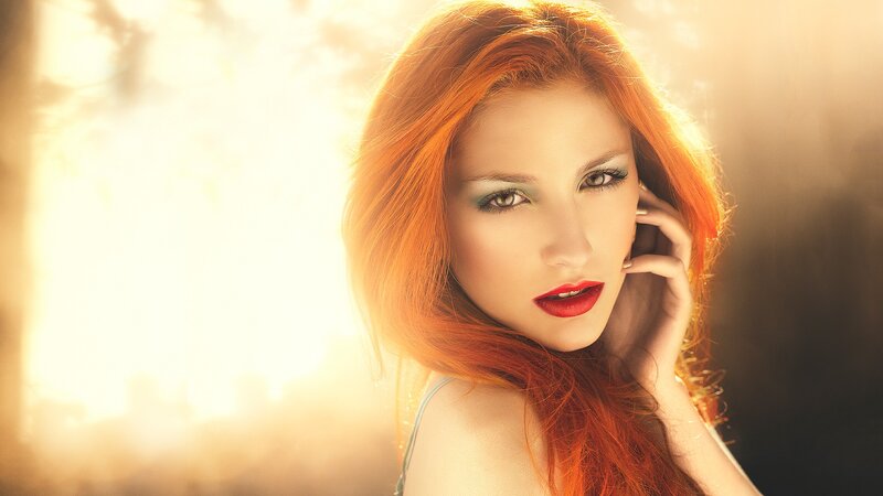 Woman with Red Hair — Dramatic, Sunset, Photograph, Makeup, Light