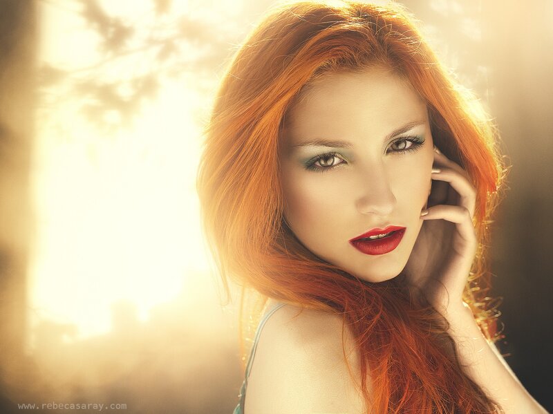 Woman with Red Hair — Dramatic, Sunset, Photograph, Makeup, Sunlight