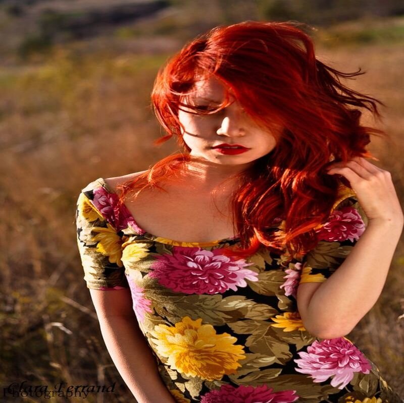Woman with Red Hair — Dramatic, Sunset