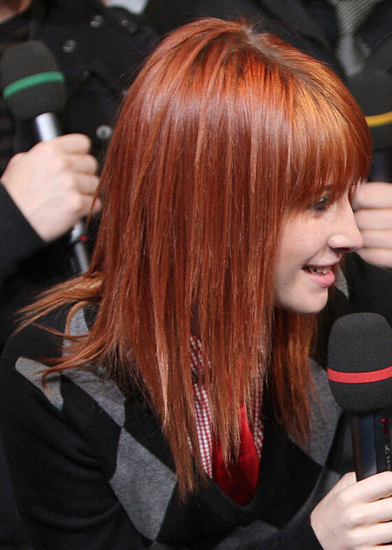 Woman with Red Hair — Engaged, Photograph, Microphone, Sweater